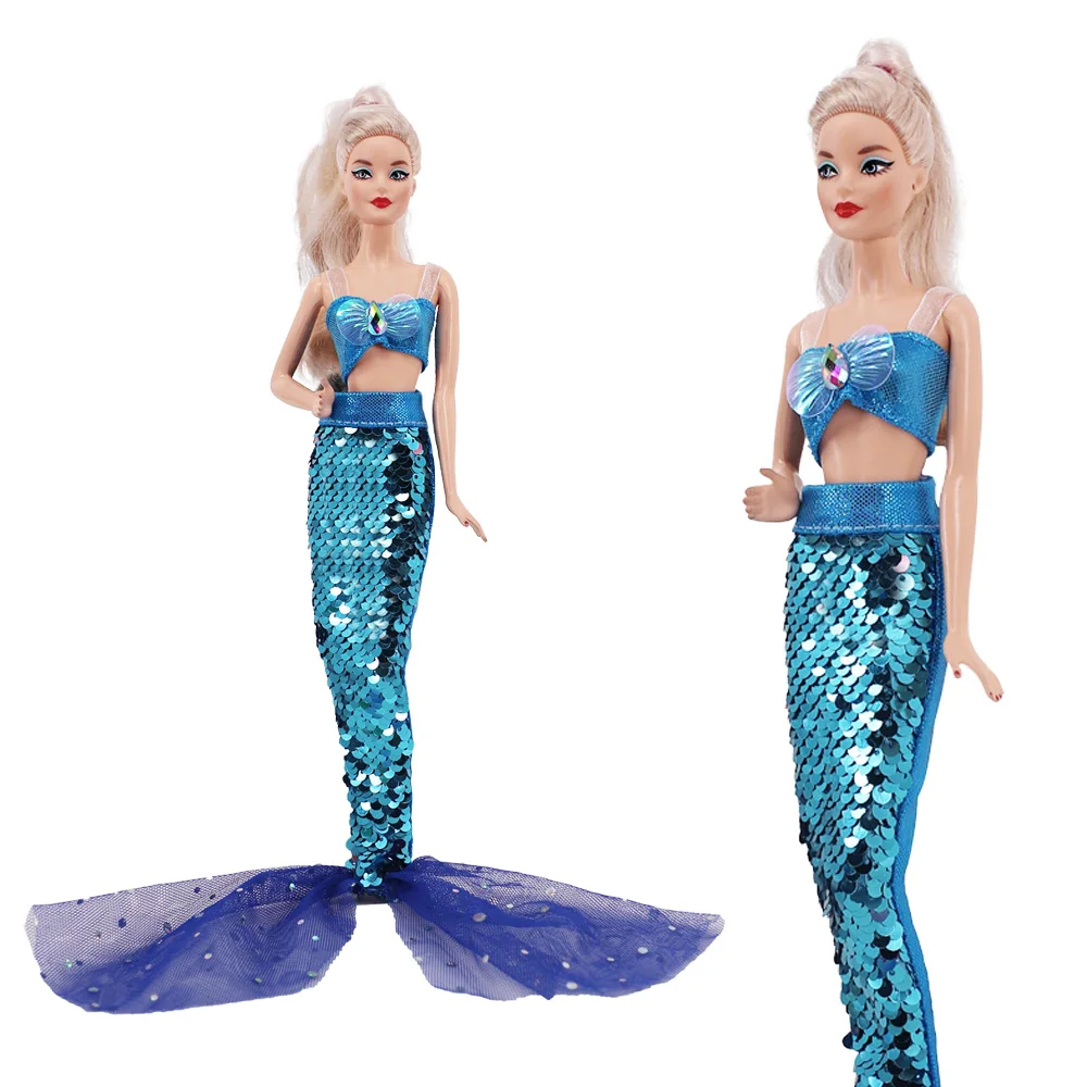 Set Vestiti Da Sirena Per Bambole (28cm) – 4 Abiti Scintillanti Con Corona E Accessori Per Casa Delle Bambole Scala 1:12