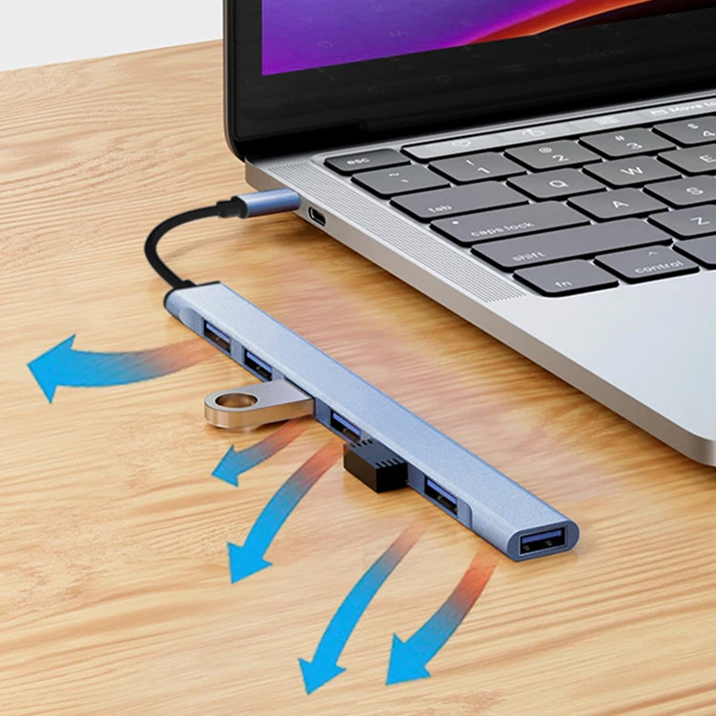 PC 컴퓨터 멀티 포트 USB 3.0 허브, USB 2.0 허브, USB C 타입 허브, 멀티 7 포트 분배기, 고속 5Gbps
