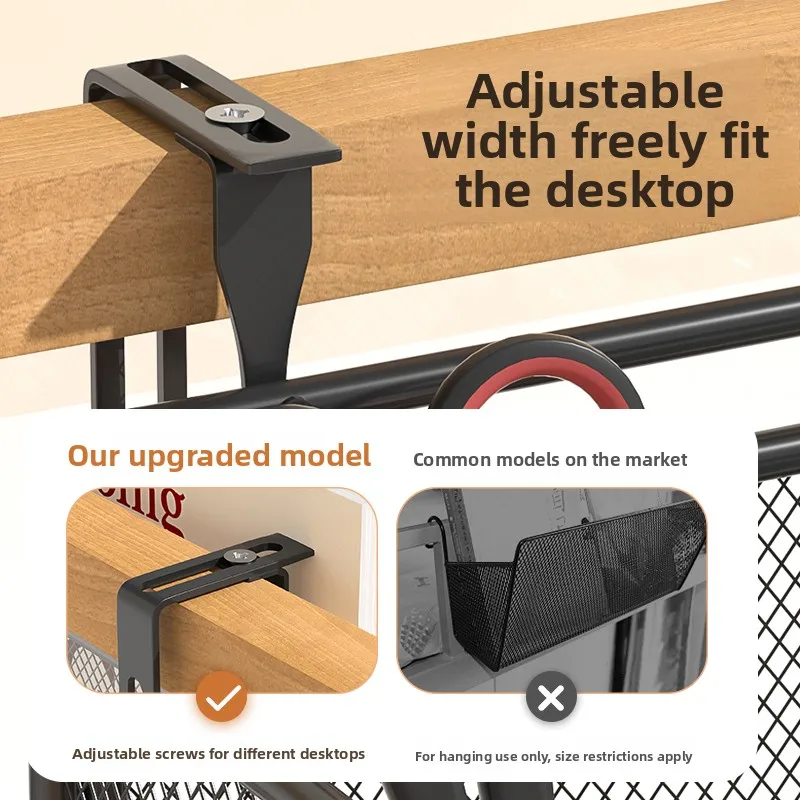 Office Partition Storage Rack / Workstation Organizer: Metal Desktop Divider Hanging Basket & Wall-Mounted Tissue Box Holder. - 4