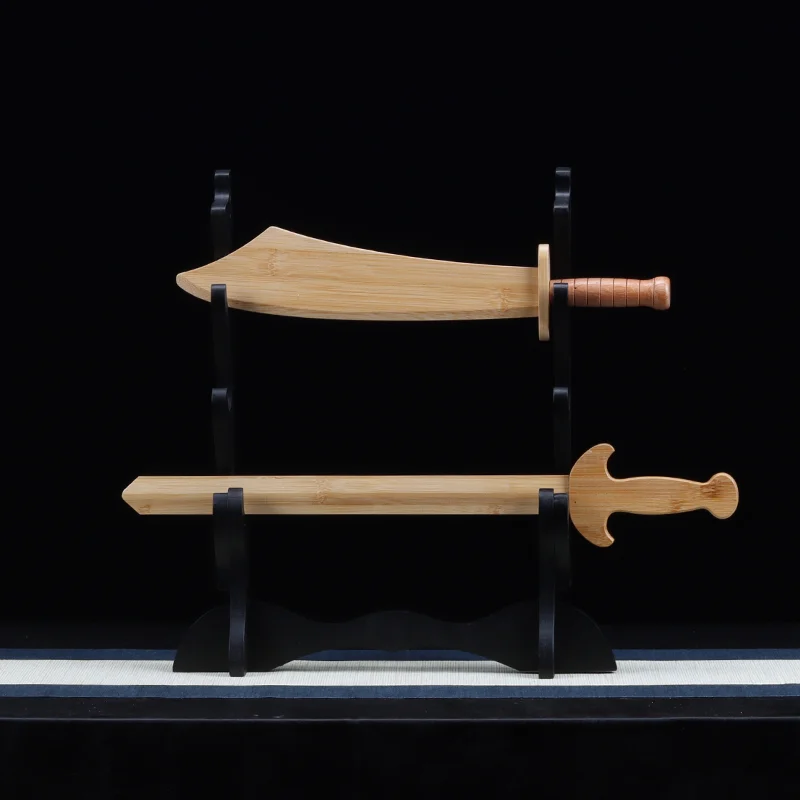 Children's Solid Wood Curved Broadsword for Martial Arts and Performance