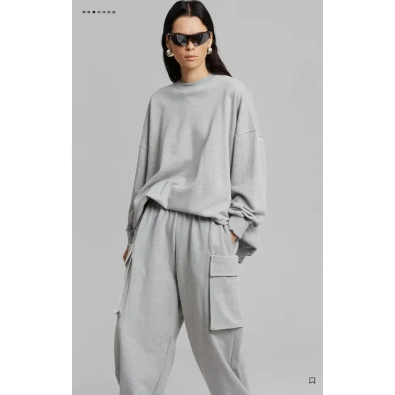 

Fr@nkieShop Women's Sweater 2023 Spring and Autumn New Round Neck with Split Back Simple Loose Slim Top Commuter Style