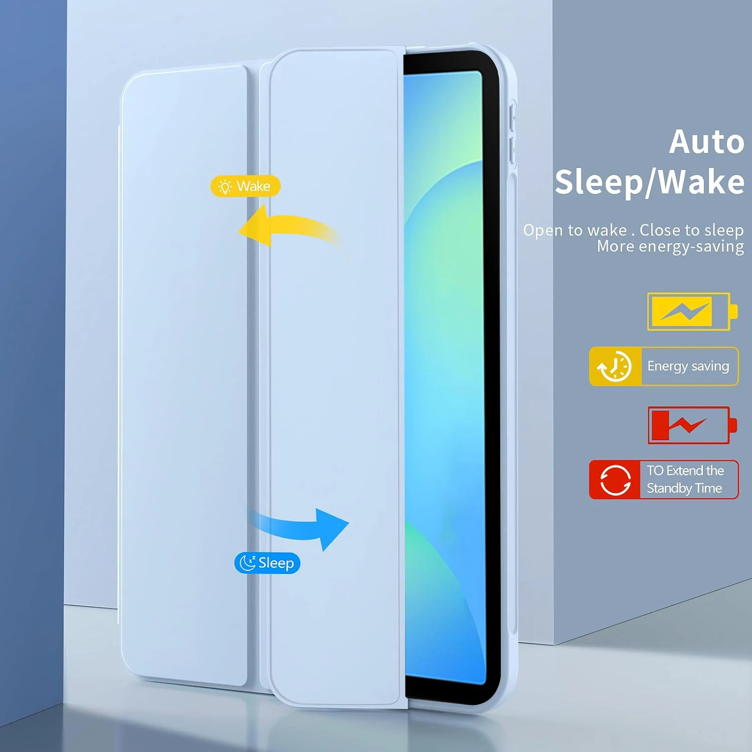 Tri-Fold Flip Case Magnetic Stand PU Leather Protective Cover