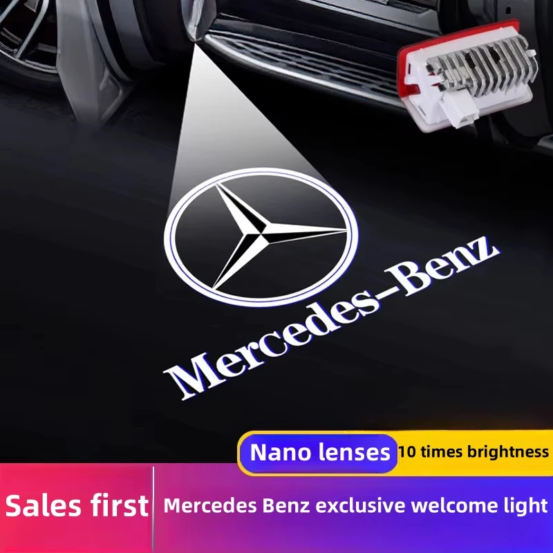 메르세데스 벤츠 W212 W205 AMG ML W166 W176 W177 W213 W246 GLB GLC GLA GLE1 GLS용 차량 LED 웰컴 프로젝터 라이트 도어 램프 2개