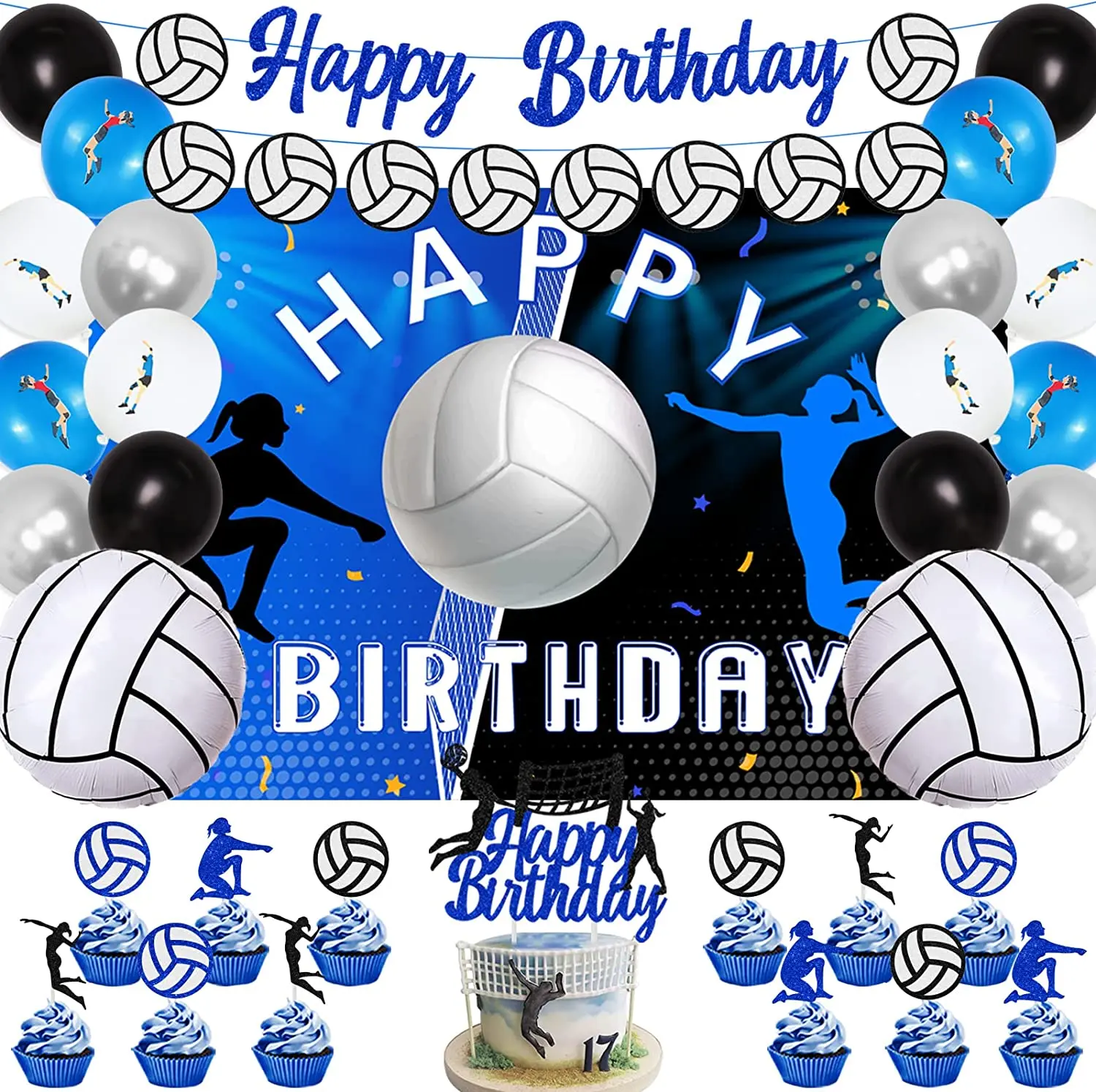 VolleyballBirthdayPartyDecorationsHappyBirthdayBannerSport