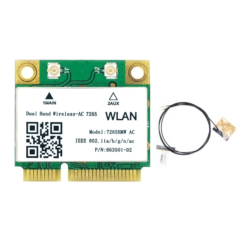 

Dual Band 2.4G/5Ghz AC7265 Wireless MINI PCI-E WIFI Card Bluetooth-compatible 4.2 1200Mbps 7265HMW 802.11AC For Laptop