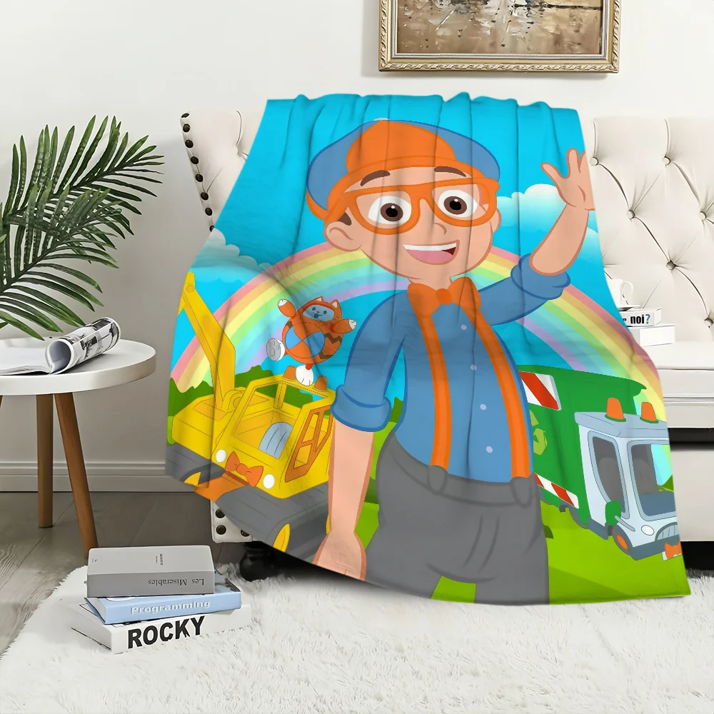 Cartoon TV Cute B-Blippi Blanket Plush Nap Sofa rug for Living Room Warm Office Bedroom Birthday Home Travel Kid Gifts 5