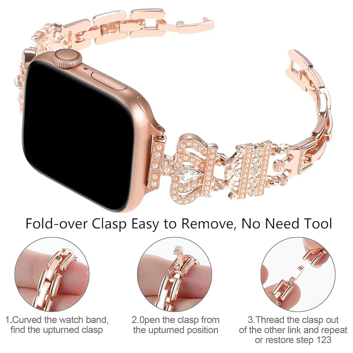 Elegant Diamond-Embellished Metal Watch Strap with Fun Case Design