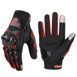 Breathable Non-Slip Full Finger Motorcycle Racing Gloves with Touch Screen Capability - M (Red)