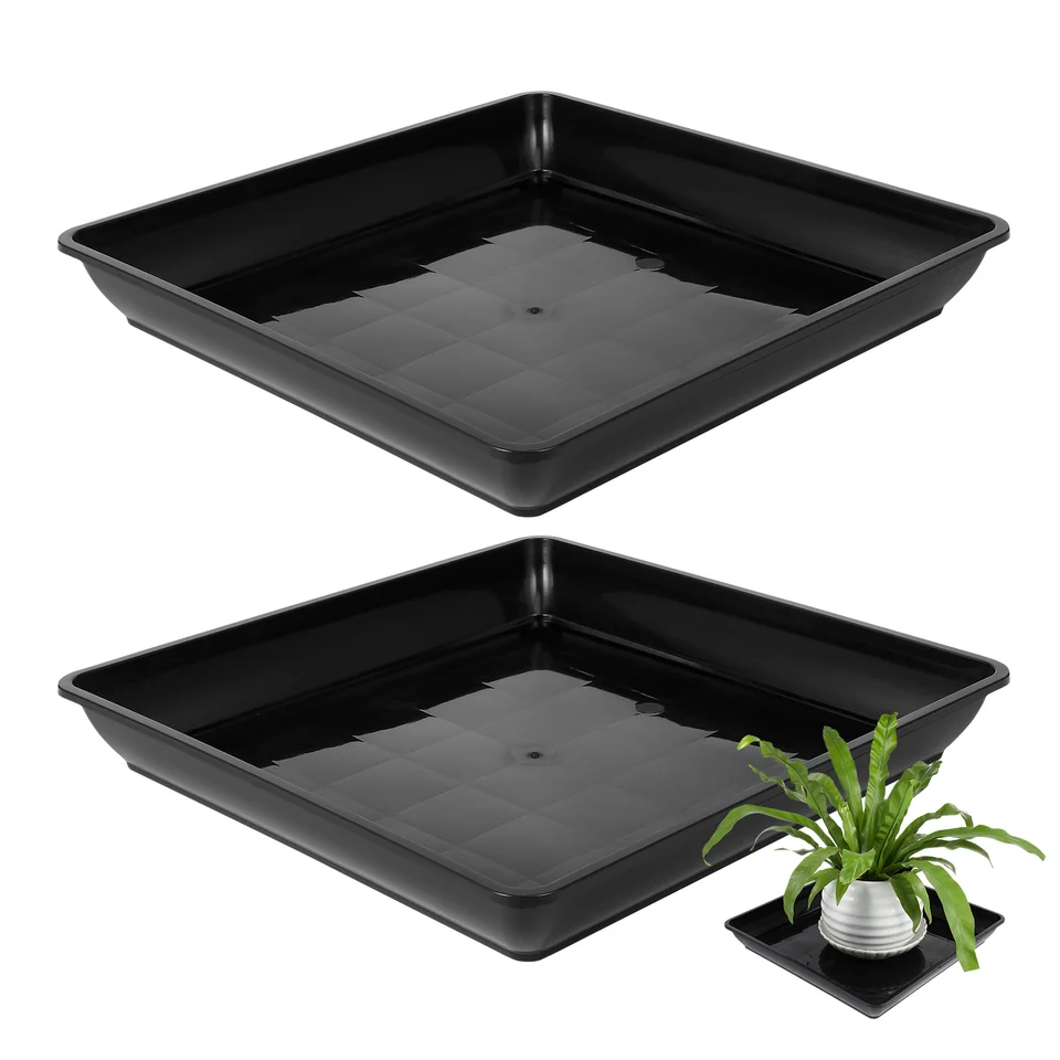 Lot De 3 Soucoupes De Plantes 18,5x18,5 Cm - Plastique Robuste, Blanc/Gris/Noir, Pour Pots Intérieur/Extérieur