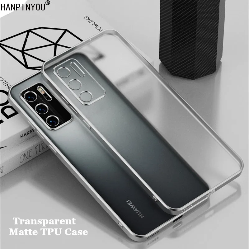 Plating Frame Transparent Matte Anti Fingerprint TPU Case For Huawei P50 P50E P40 Pro Airbag Anti-drop Full Cover Shell_voghion.com