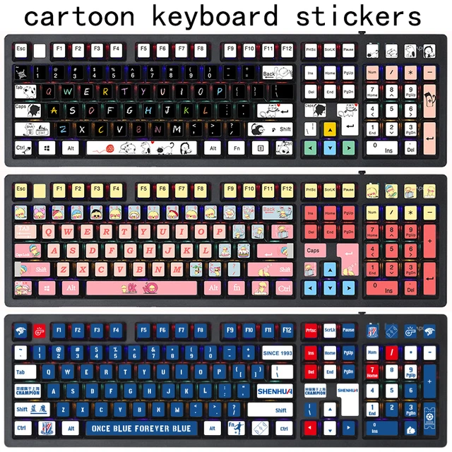 English Letters Cartoon Anime Cute Keyboard Stickers For Notebook ...