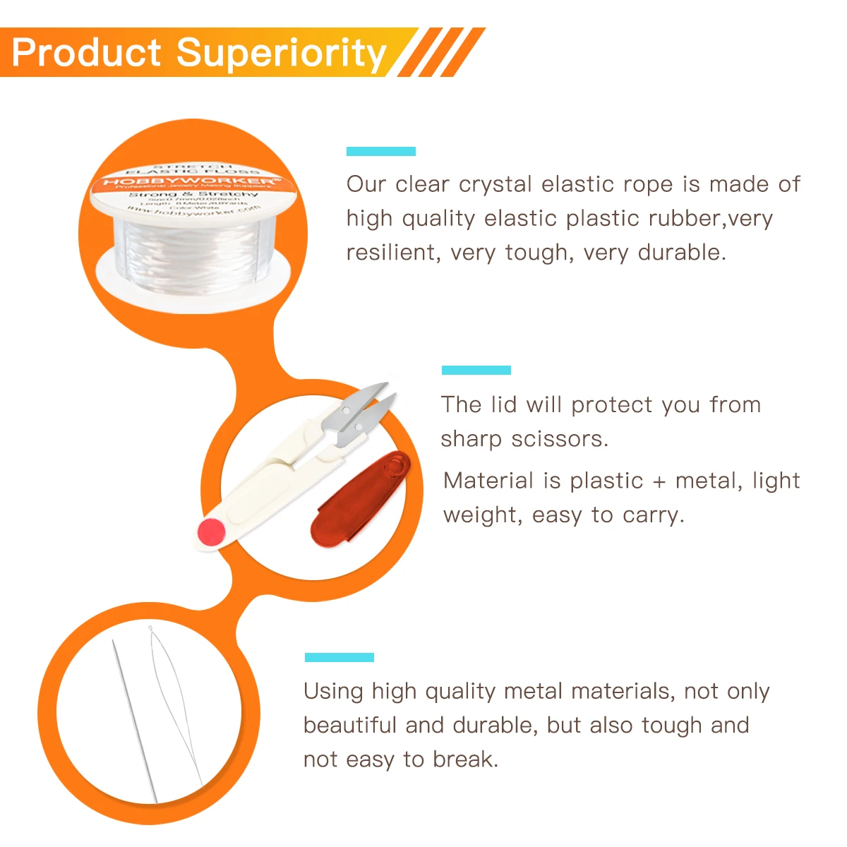 XUQIAN 0.8mm Crystal Elastic Cord with Bead Mat Bead Needle and Yarn Scissors for Bracelet Necklace Jewelry Making Beading L0187