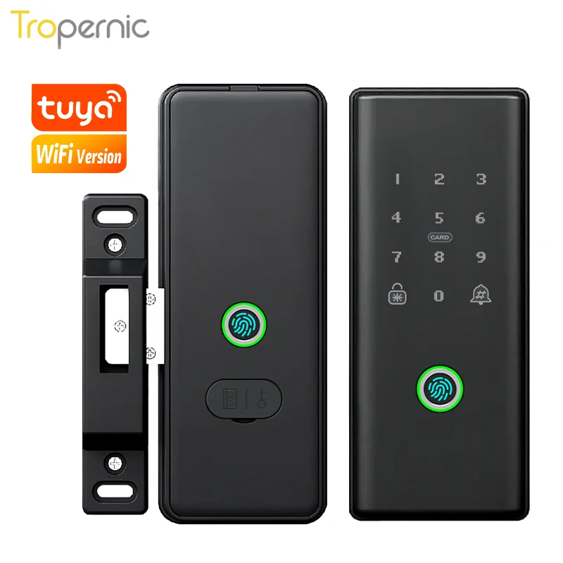 듀얼 지문 게이트 디지털 잠금, 핀 코드, RFID 카드 초인종, 기계식 키, 투야 앱, 12mm 두께 스틸 게이트 잠금 해제