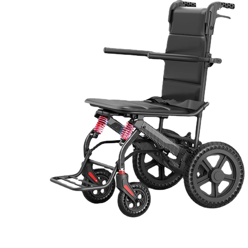 

Lightweight Foldable Transport Wheelchair with Handbrakes Footrest