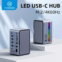Hagibis USB C Docking Station with Dual HDMI-compatible M.2 SSD Enclosure Ethernet 100W PD USB Hub SD/TF for Laptop Macbook Pro 1