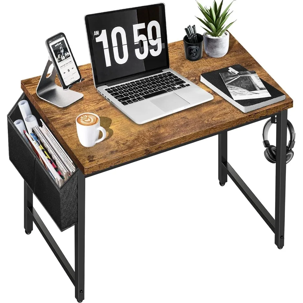 Small Desk for Small Spaces - Student Kids Study Writing Computer Table for Bedroom School Work PC Workstation,Rustic 30 31 Inch study room four treasures calligraphy sticker water writing cloth beginner pen and ink paper inkstone gift box