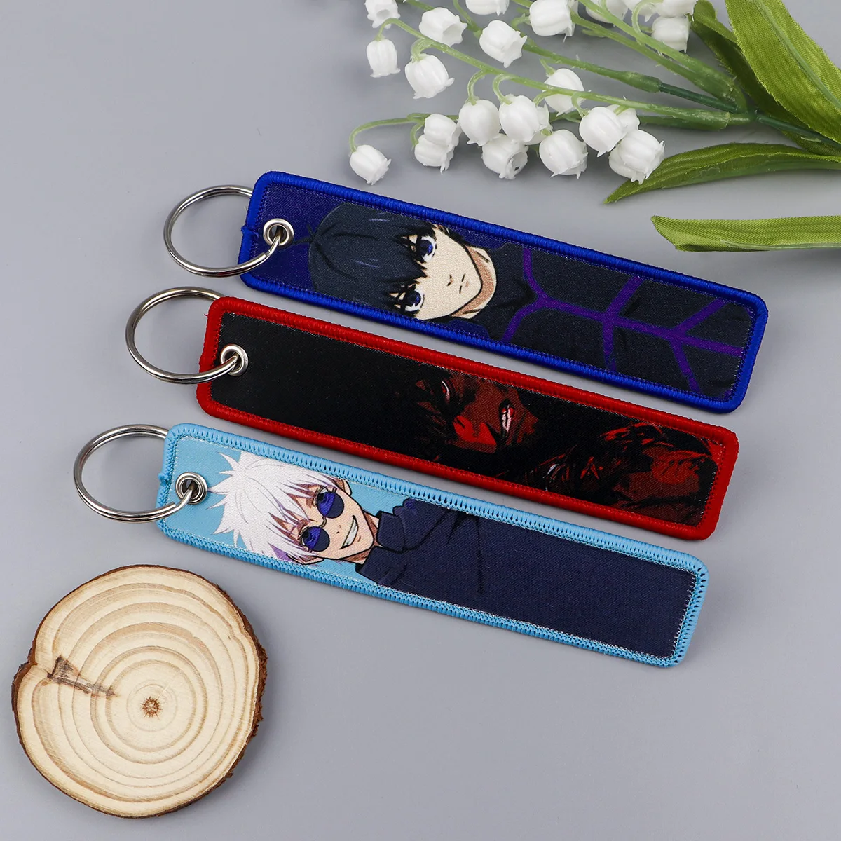 Gojo Satoru Cartoon Keychain Motorcycle Manga Anime Key Chain Men Gifts Cars Key Tag Embroidery Fashion Jewelry