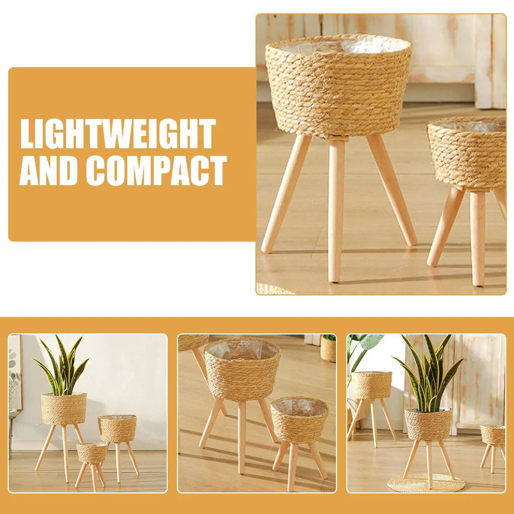 

Floor Planter Stand Potted Baskets for Decor Pots Wood Indoor Shelf Flower Container Wooden Succulent Plants Holder