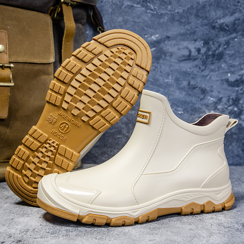 Faionable ort Rain Boots Men's Waterproof Fce Lined Kitchen Work Outdoor Water Boots Large Size 48 Comfortable Rubber ...