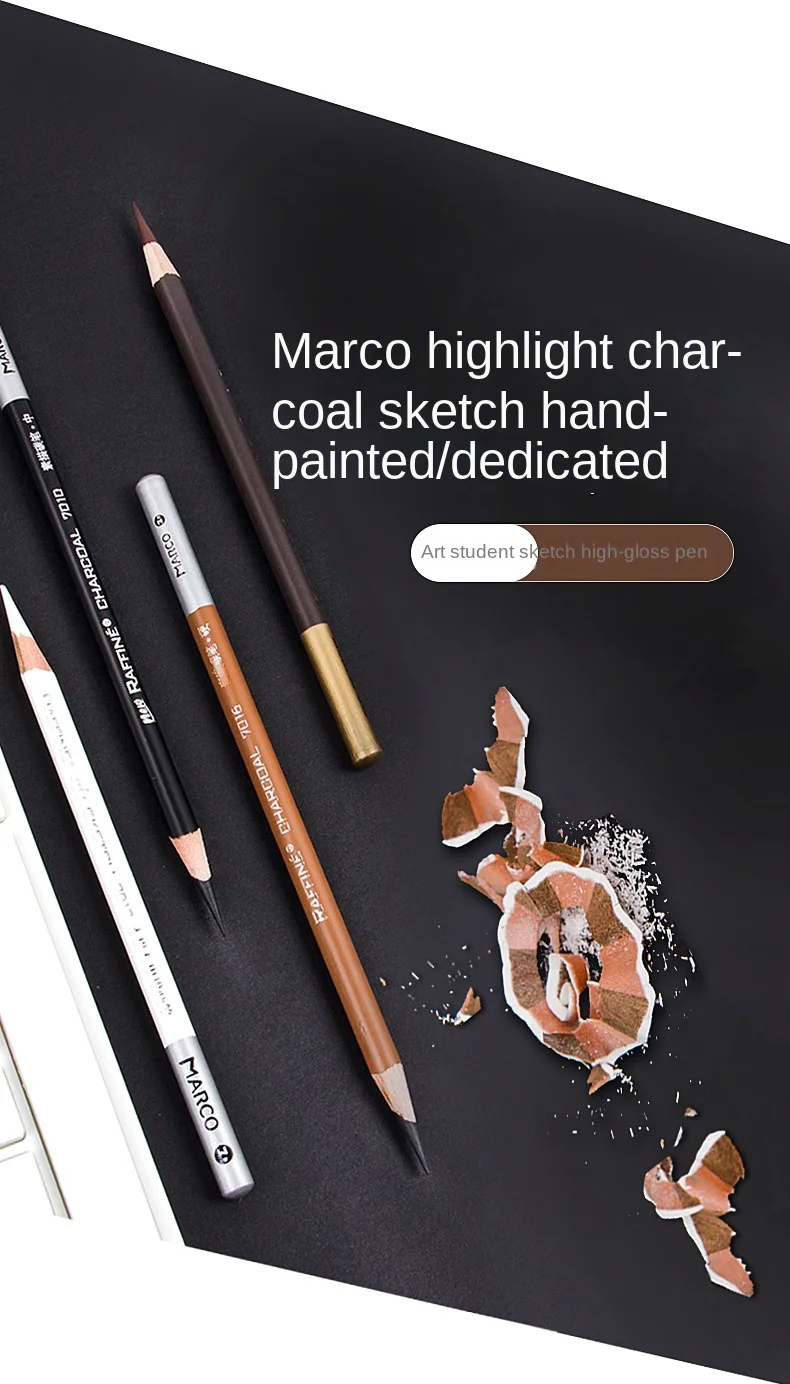 Marco Sketch Highlight Stylo Blanc Crayon Soft Noyau De Charbon De Bois De  Charbon De Couleur Pour Dessin Crayon Mélangeur Pastel Y200709 Du 9,32 €