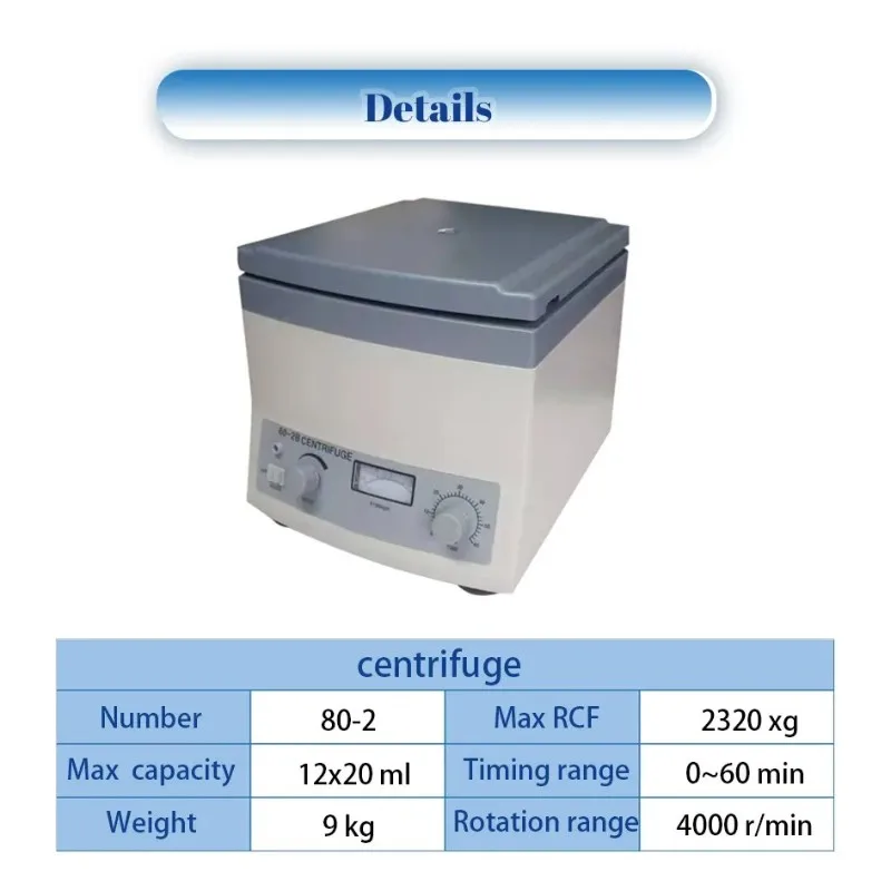 80-2B Tabletop Laboratory Centrifuge Machine Low Speed Centrifuga for Medical Use with 12x 20ml Rotor