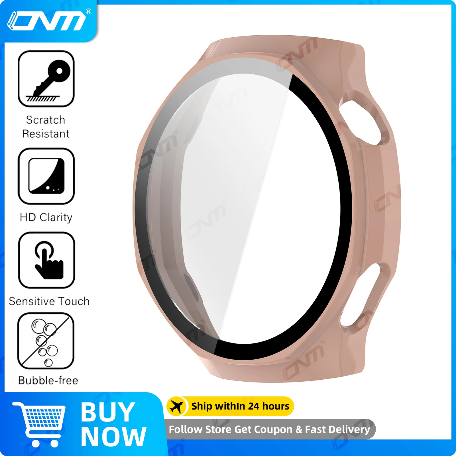 Premium Tempered Glass Screen Protector & Durable Protective Bumper for Smartwatch – Anti-Scratch, Hard PC Casing