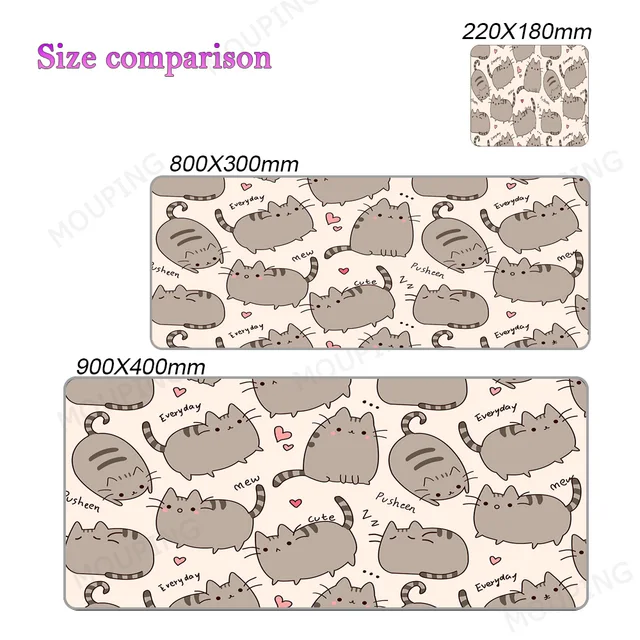 Kawaii Cat Mouse Pad Pink 90x40 Black and White with Cats Xxl Desk Mat Catpaw Mousepad Large Computer Slipmat Anime Accessories 12