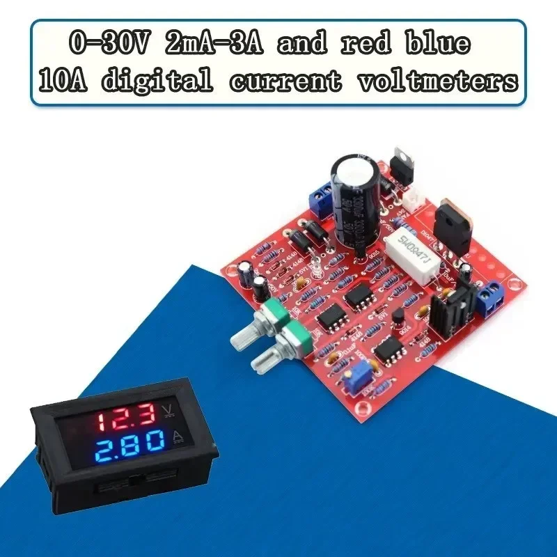 학교 교육 연구실용 DC 조정 전원 공급 장치 DIY 키트, 0-30V 빨간색, 2mA-3A 연속 조정 가능