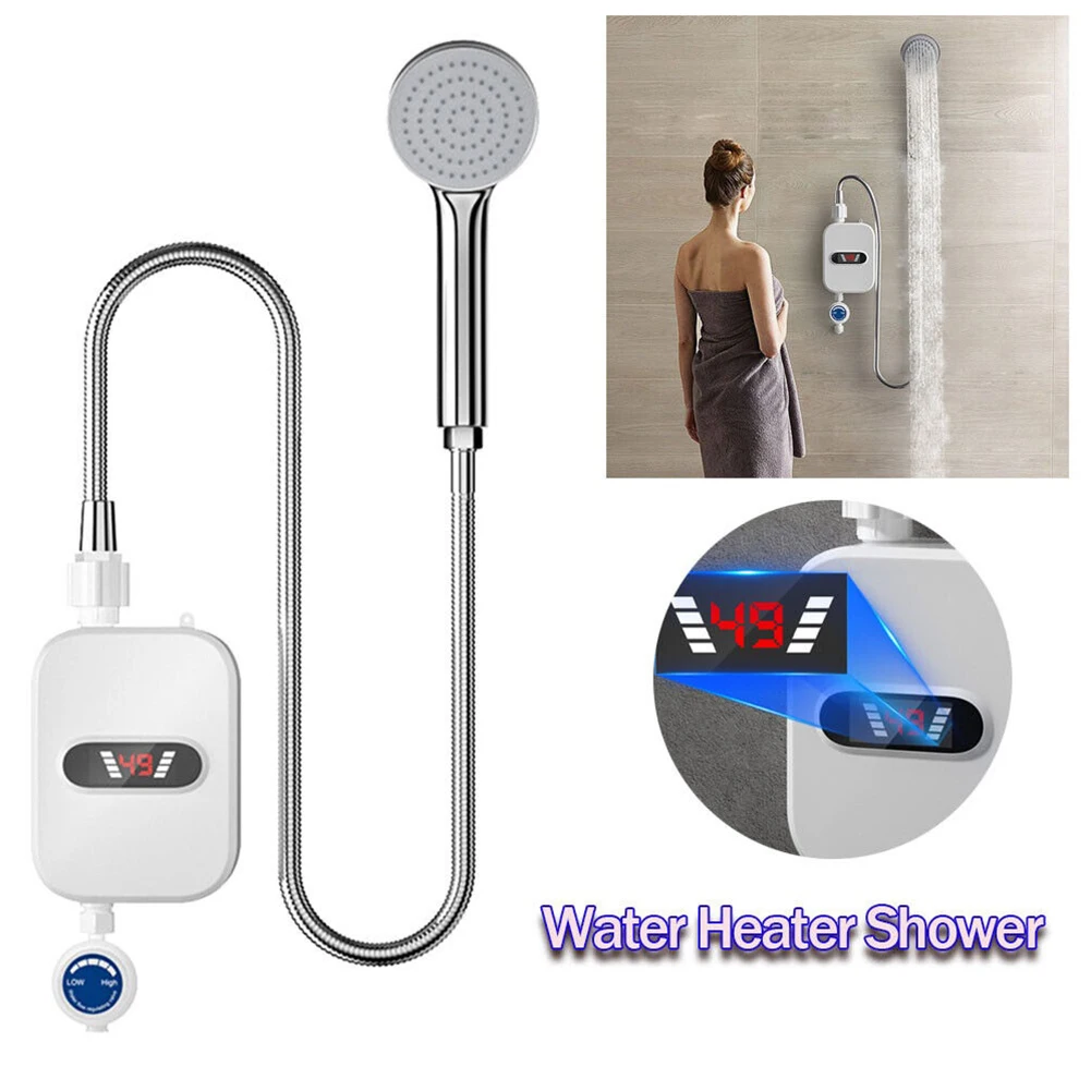 

1set 3000W Tankless Hot Water Heater Shower Electric Portable Instant Boiler Bathroom US 110V/EU UK 220V 33x12.5cm Water Heaters