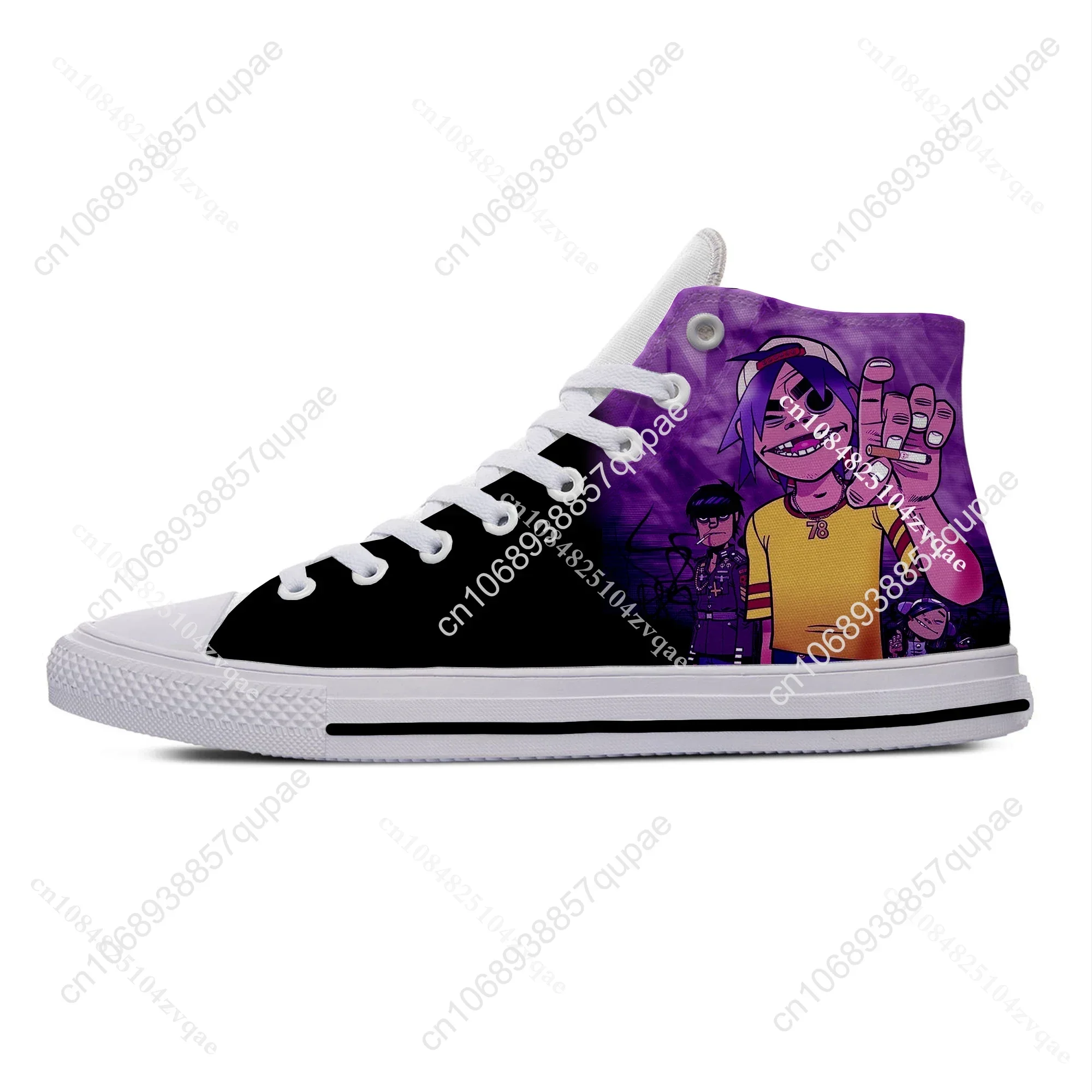 Gorillaz Rock Band ChakaKhan Noodle Murdoc Russel Casual Cloth Shoes High Top Lightweight Breathable 3D Print Men Women Sneakers 2