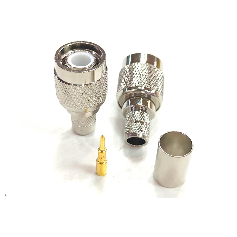 Tnc Macho Plug Friso Braçadeira de Solda para Rg5 Rg6 5d-fb Lmr300 Cnt300 Cabo Coaxial Conector Latão Niquelado Peças Lote