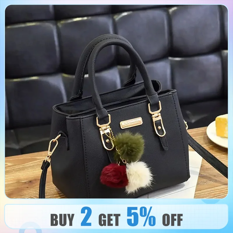 PU Leather Ladies HandBags Women Vintage Purse Plush Tassel Messenger Bags Tote Boston Shoulder Crossbody Bag
