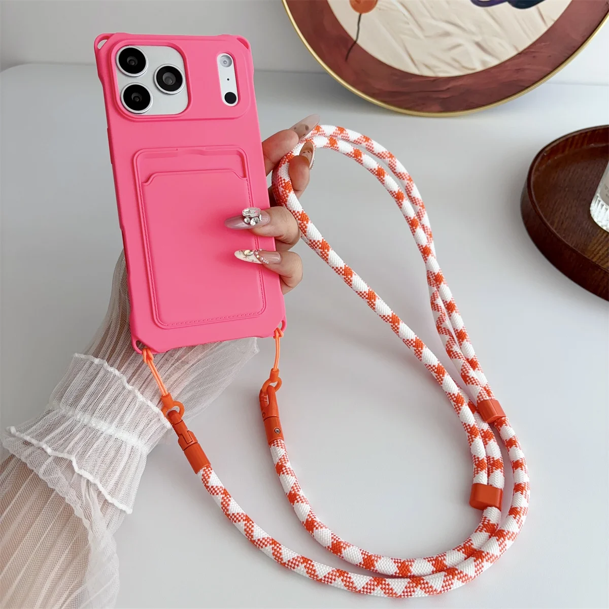 Soft Silicone Crossbody Phone Case with Strap and Card Holder