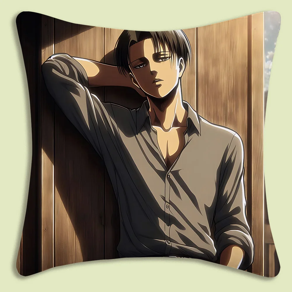 Levi Ackerman Attack On Titan Pillow Covers Cartoon Sofa Decorative Home Double-sided Printing Short Plush Cute Cushion Cover 6