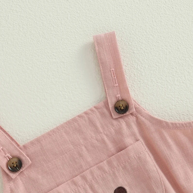 

Детский летний комбинезон без рукавов с вышивкой, комбинезоны с карманами для девочек и мальчиков