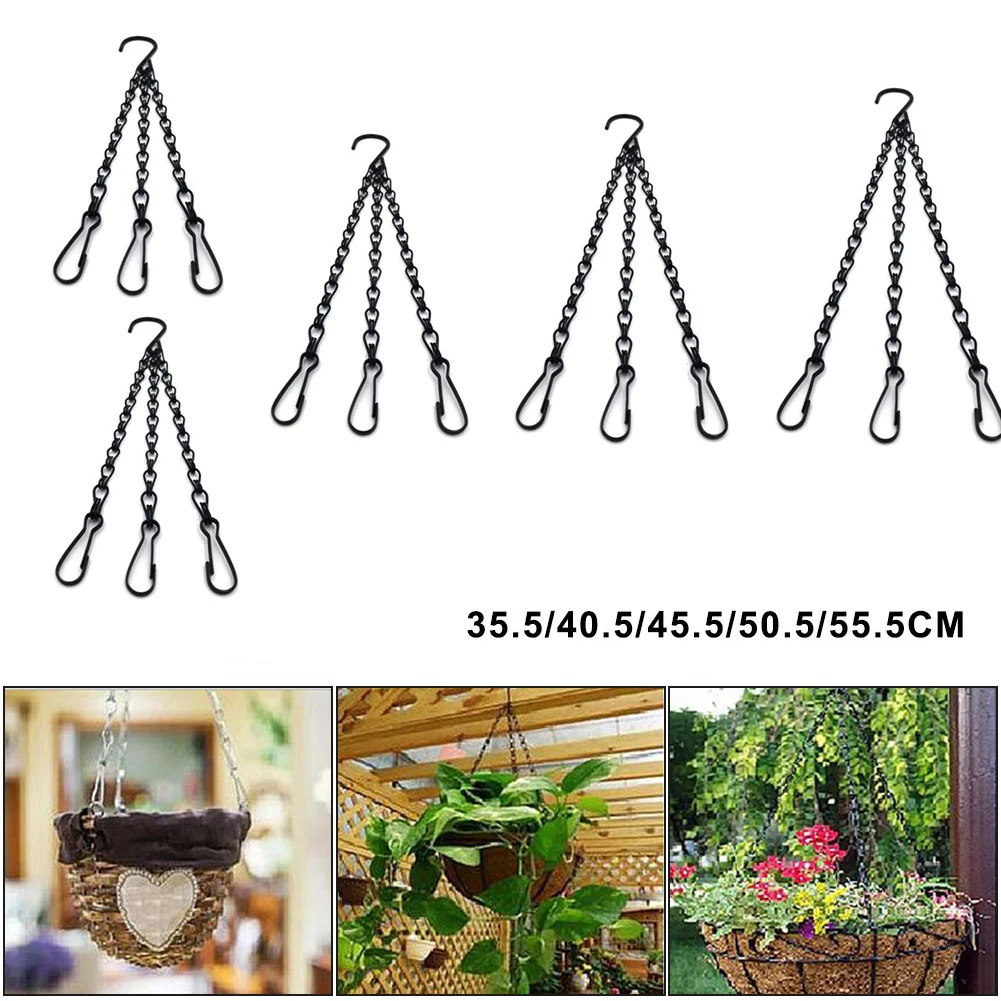

35/40/45/50/55cm Rattan Hanging Basket Flower Pot Chain Hydroponic Plants Plant Grow Tools Garden Decorations With 3 Hooks