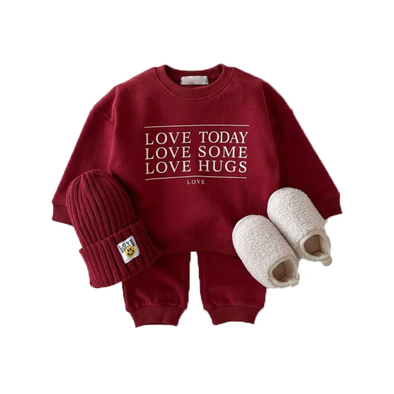 

Хлопковый комплект одежды для маленьких мальчиков и девочек, комплект из 2 предметов, пуловер и спортивные штаны с капюшоном, новинка весны 2024