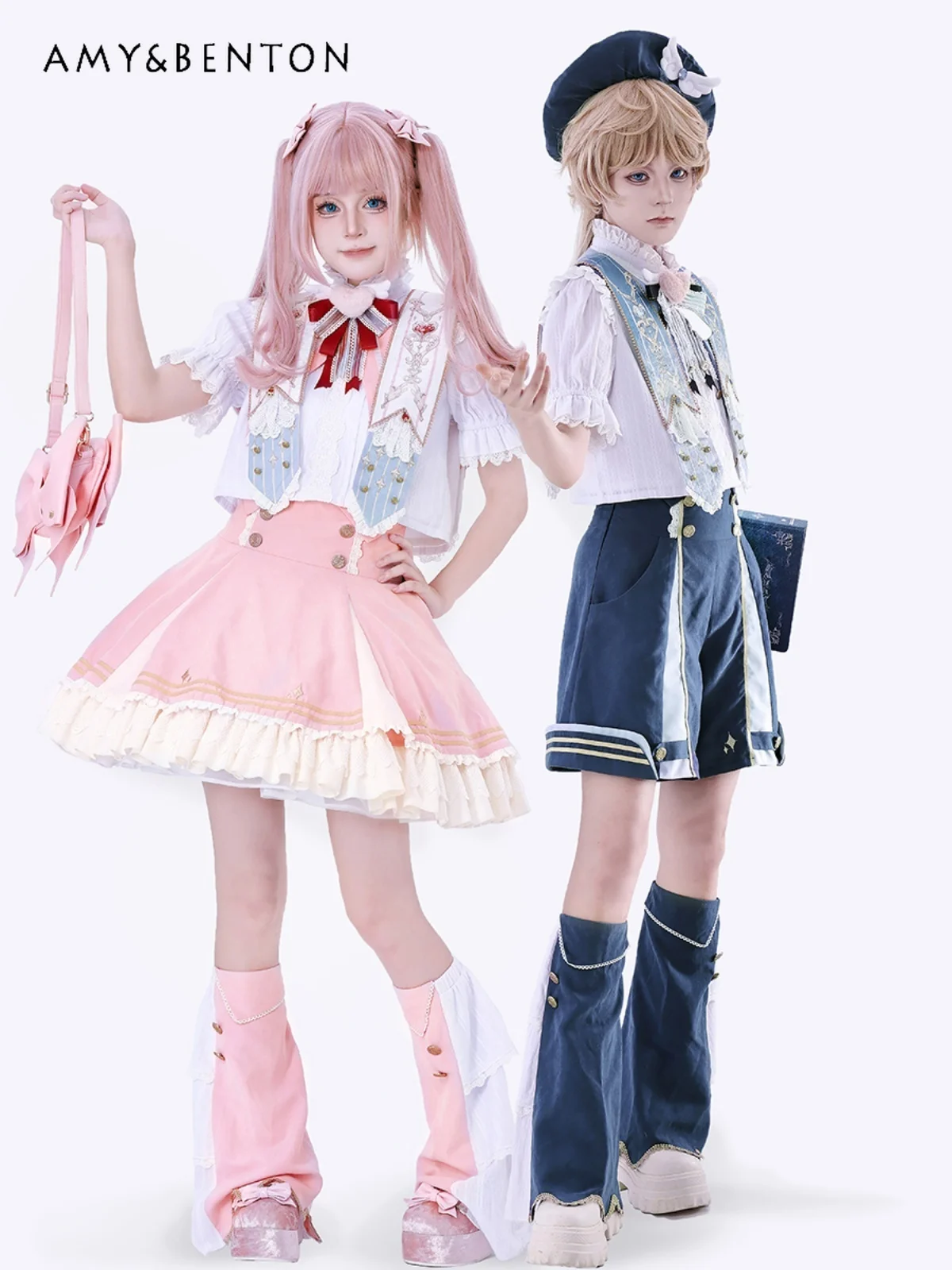 Grey Black Kawaii Lolita Two Piece Skirt and Top Set
