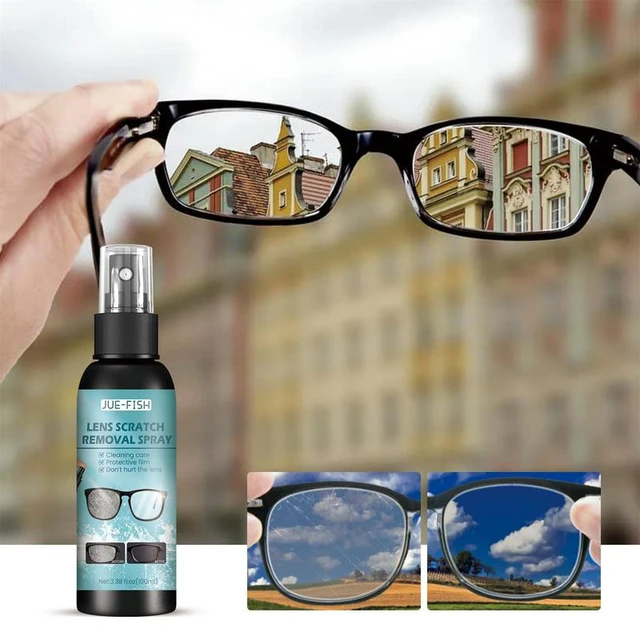 Limpiador de lentes para gafas, espray para eliminación de arañazos,  reparación de suciedad, aceite, equipo óptico