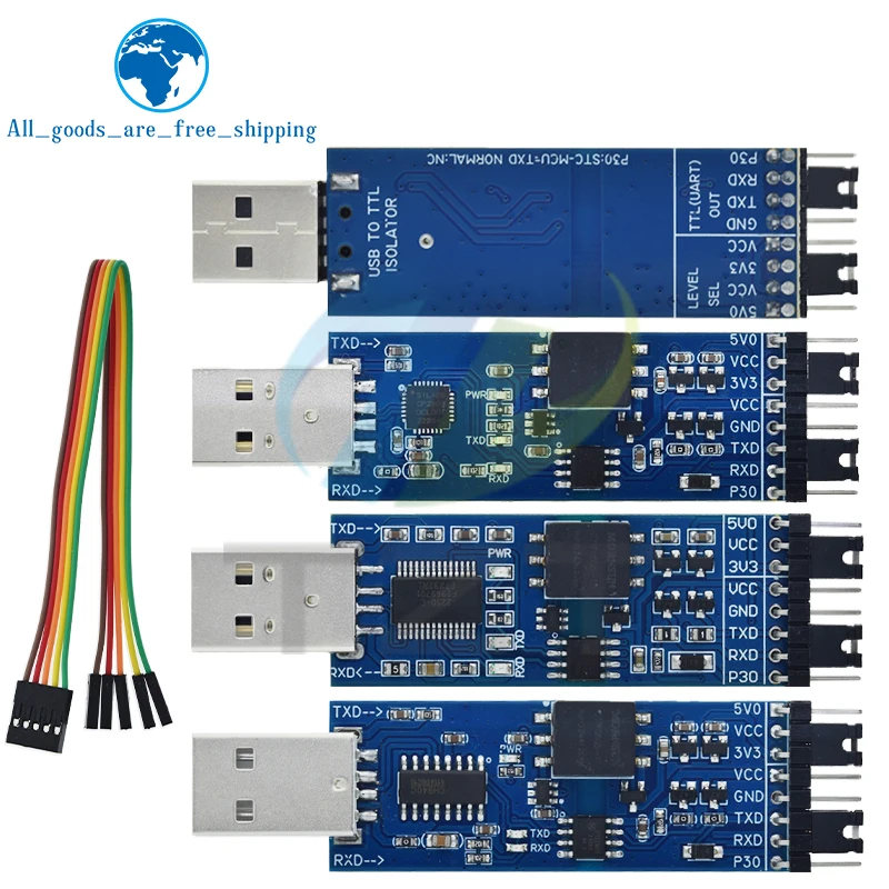 TZT USB zu TTL-Modul FT232 CP2102 CH340 USB zu UART Serial Port-Modul mit 2-Kanal-Signal-Isolationsmodul