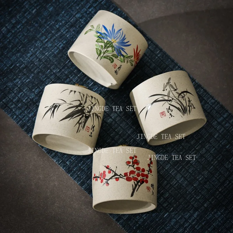 Portable Ceramic Tea Jar Outdoor Coffee Container Sealed Jar Small Tea Box Mini Storage Tea Tin Tradition Tea Accessories