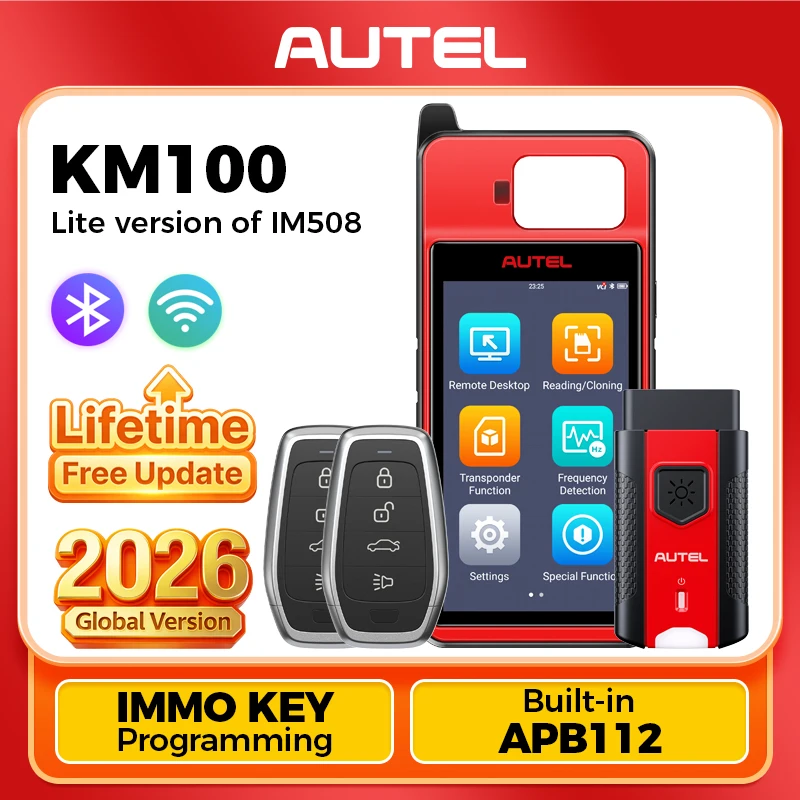 Autel MaxiIM KM100 Key Fob Programming Immobilizer Tool 2PCS Autel IKEY for 60s Key Generation OBD IMMO Key Learning on 99% Car
