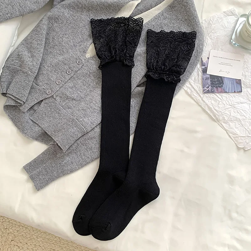 Herbst Winter Frühling Koreanische Sexy Spitze Süß Pile Up Socken Mädchen JK Dünne Waden Socken Frauen Lolita Mode Stiefel Socken – Detail 5