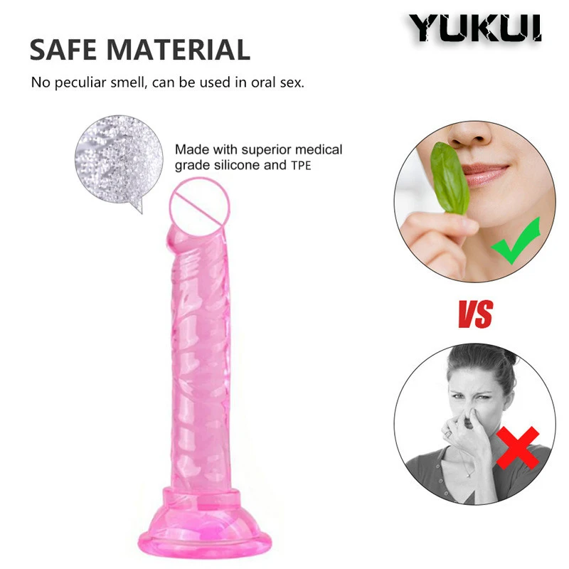 Sex Toys Mini Crystal Jelly Dildo Erotic Cock With Strong Suction Cup Sex Toys For Women Men Realistic Penis Dick Anal G-spot Simulation