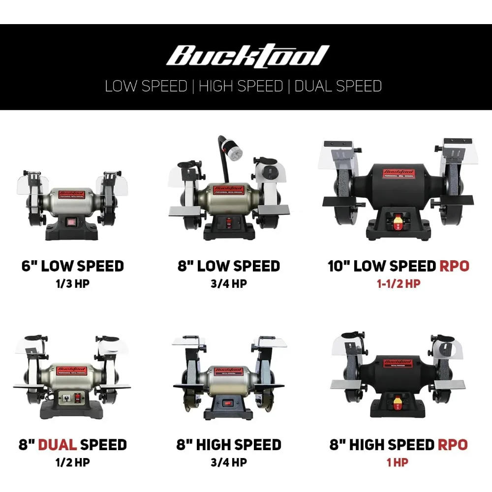 8 inch Dual Speed Bench Grinder & Buffer, Professional Low High Speed Bench Grinder Buffer with Cast Iron Base TDS-200DS 3