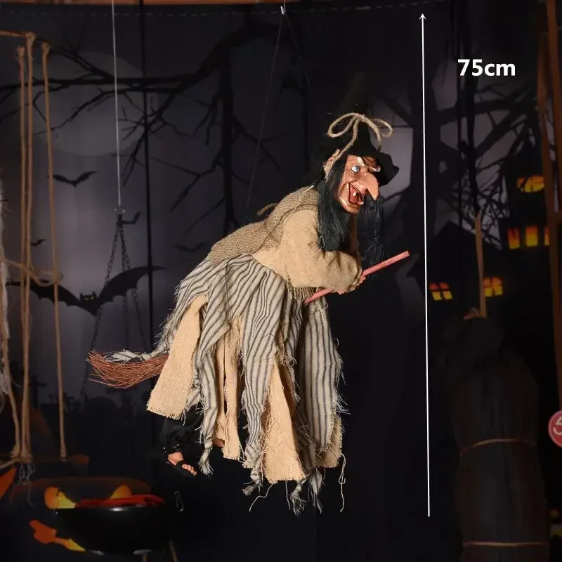 Halloween Hanging Witch Pendant Decor Electric Glowing Toy Tricky Props Home Festival Party Decoration electric interactive toy