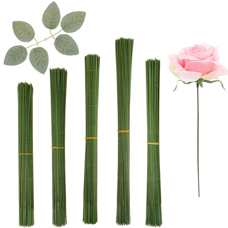 

20 Pcs 15/20/25/30/40cm Artificial Green Flower Stem DIY Floral Material Handmade Wire Stem Accessoies For Wedding Home Decor