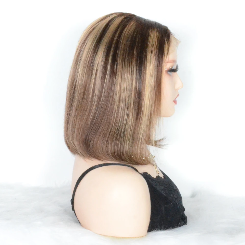 Highlight Wig Human Hair Bob Wig Straight 13x4 Lace Frontal Human Hair Wigs Brazilian Short Bob Lace Front Wigs 150% Remy Hair