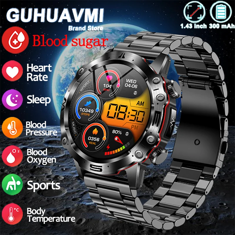 New Blood Lipids Blood Glucose Smart Watch Per Uomo Ecg + Hr V Fitness Watch Tracker Bluetooth Call Smartwatch Per Android Ios 2024