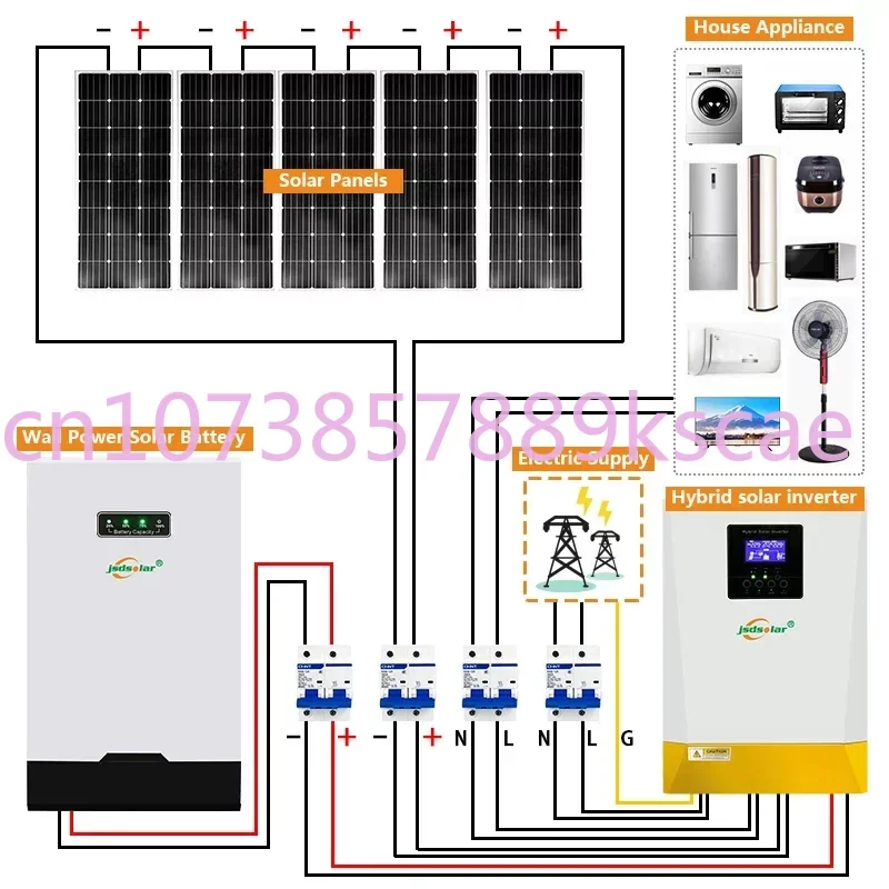 Solar Power Off Grid Hybrid System Kit Per Uso Domestico 3Kw 5Kw 3000W 5000W Pannello Batteria Inverter